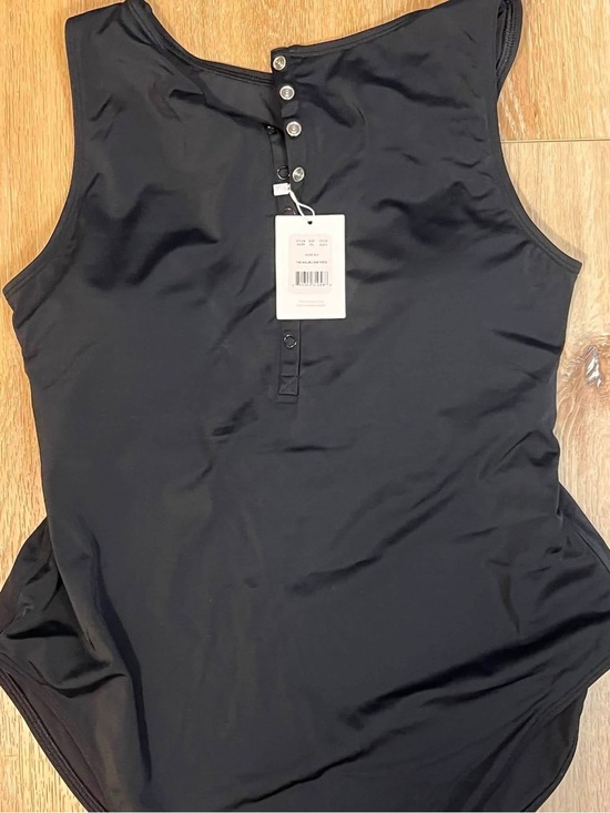 Andie Other - Andie Black One-Piece Swim Suit with Henley Buttons